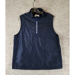 Cutter & Buck Sleeveless Windbreaker Vest Half Zip Womens L Navy Mesh Lined NEW